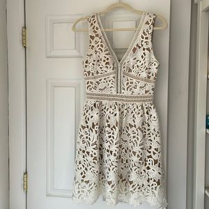 New Look premium white lace beige slip size 2